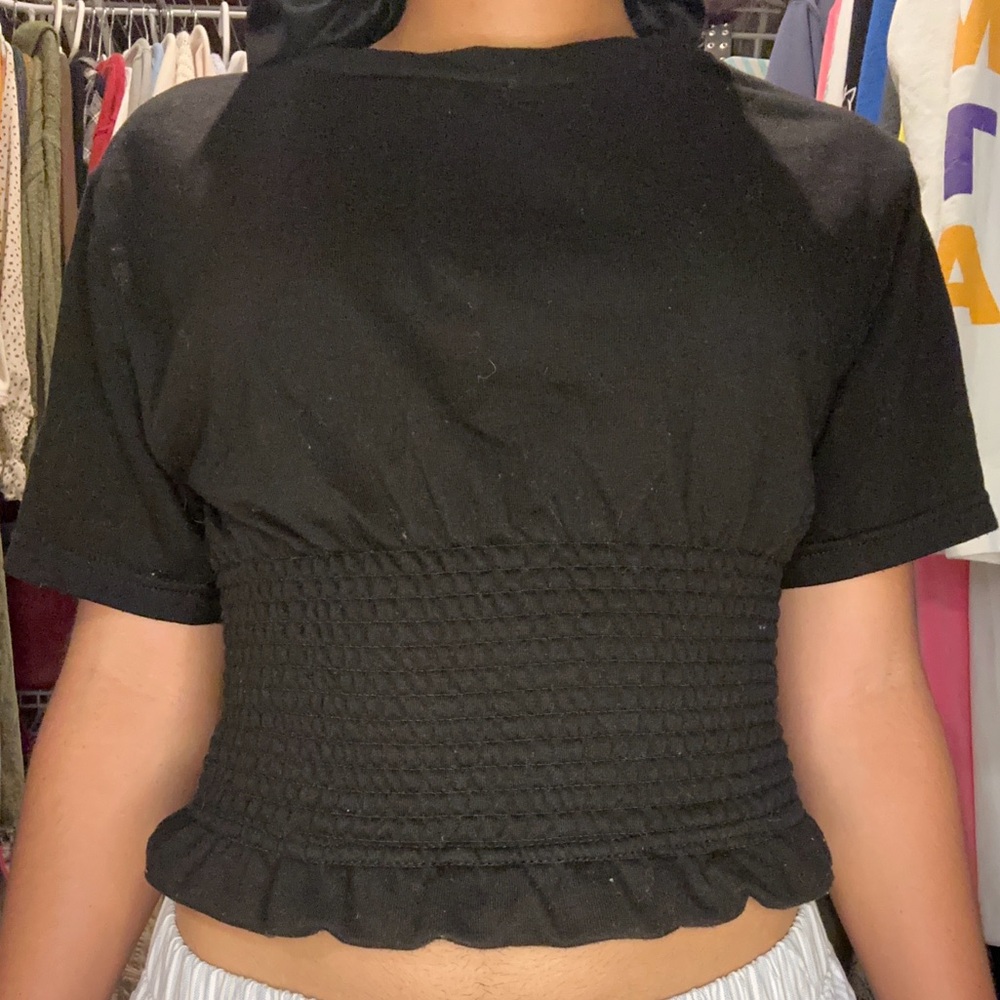 Crave FAME Sinched Waist Black Cropped Top Size S Women’s